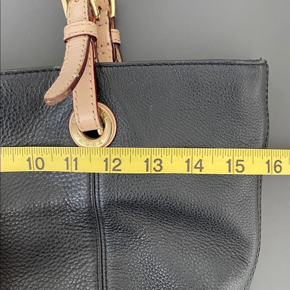 Michael Kors Black Pebbled Leather Tote Bag Large Roomy Travel Work Shopping